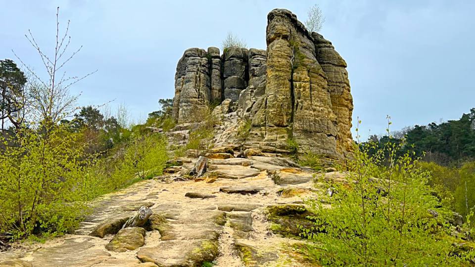 Фото: Песчаниковые скалы среди леса в горах Harz