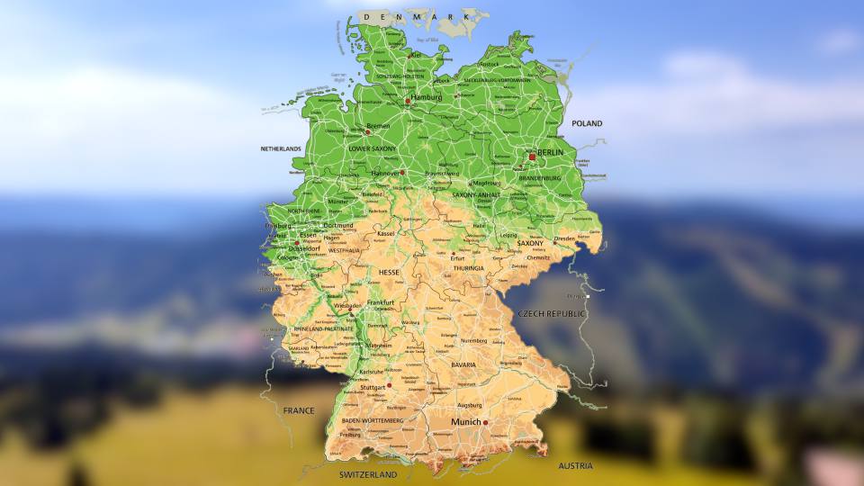 Фото: Карта Германии: на юге и юго-востоке самые большие немецкие водопады